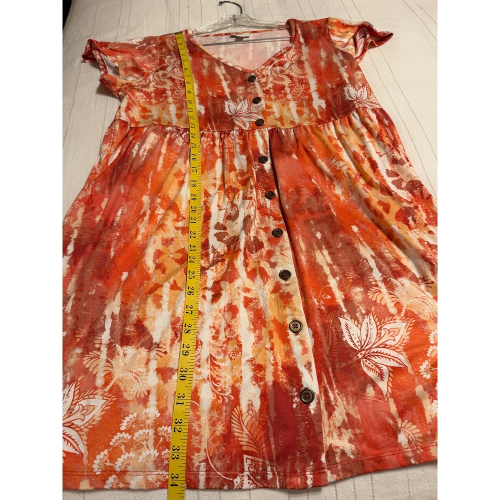 LuLaRoe Heidi Babydoll Dress Women's M Tie Dye Floral Button Front Pockets - Picture 5 of 5